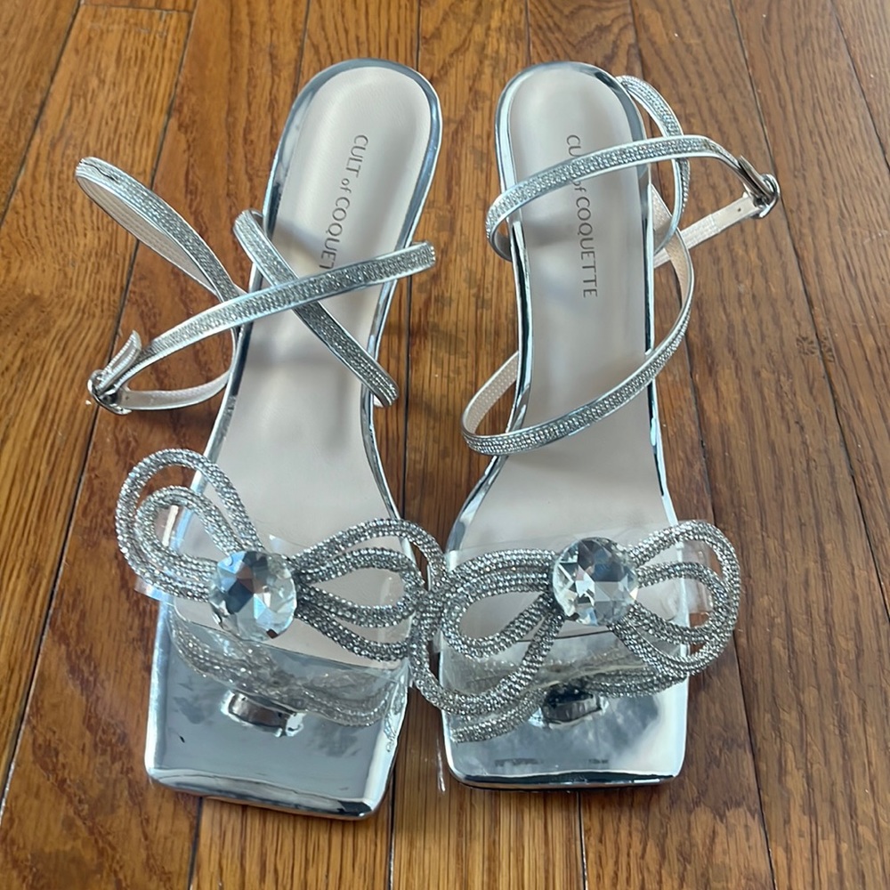 Gently Used Gorgeous Silver & Rhinestone Heels for Prom/Wedding/Graduation
